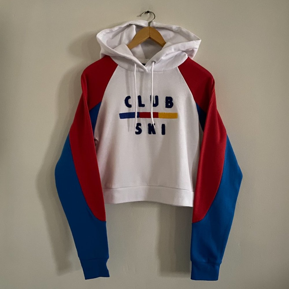 NEW Women's Cropped Colorblock Hoodie, Size M